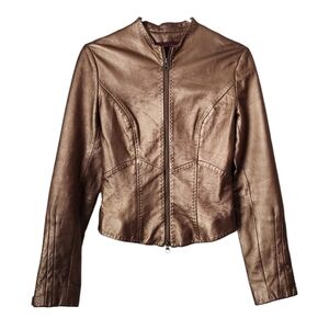 MARGARET GODFREY x VINTAGE‎ y2k Metallic Brown second skin leather Jacket copper
